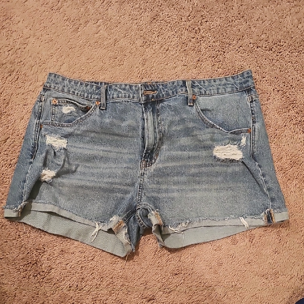 No Boundaries Blue Jean Shorts Distressed Cuffed